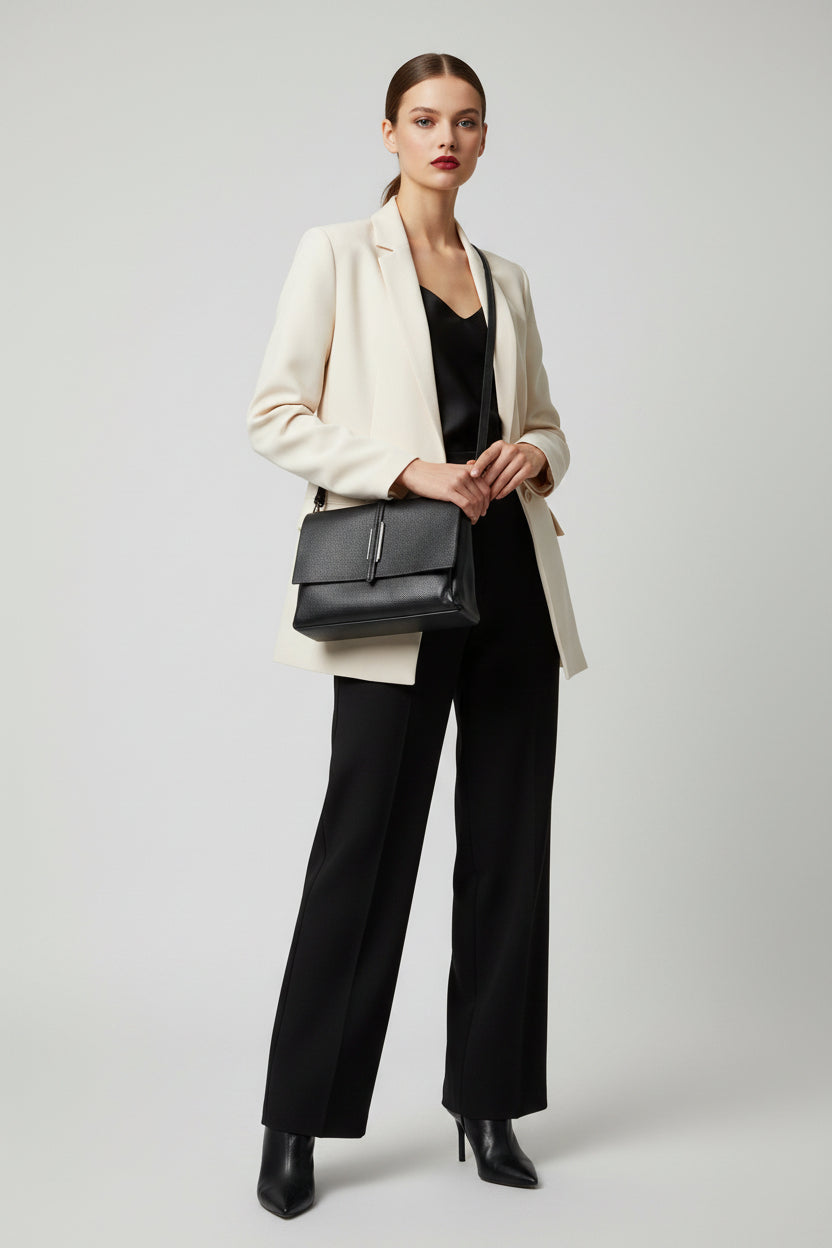 Women Black Solid Swagger Shoulder Bag