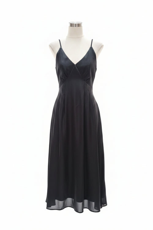 Black Wrap Sleeveless Flowy Midi Dress