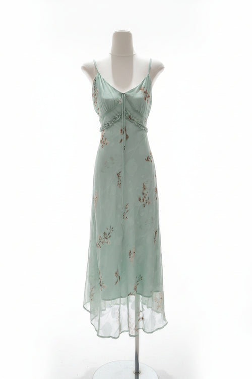Sage Green floral-print camisole midi dress