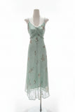 Sage Green floral-print camisole midi dress