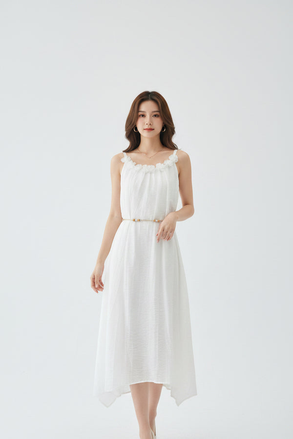 White sleeveless midi dress