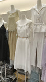 White sleeveless midi dress