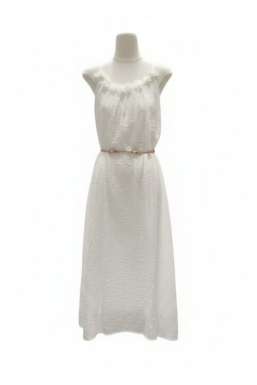 White sleeveless midi dress