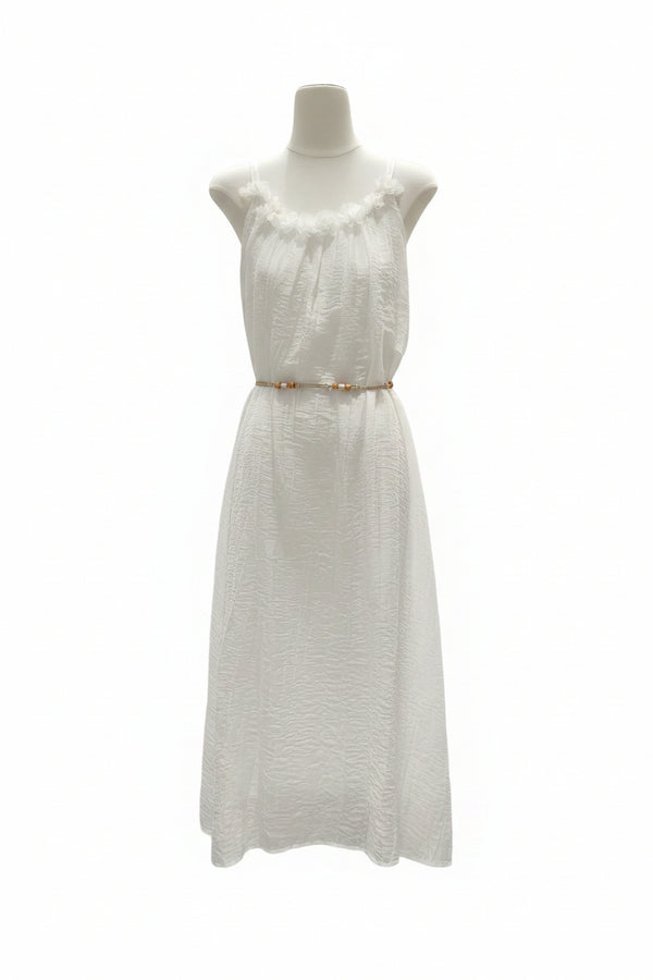 White sleeveless midi dress
