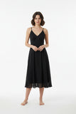 Black Wrap Sleeveless Flowy Midi Dress