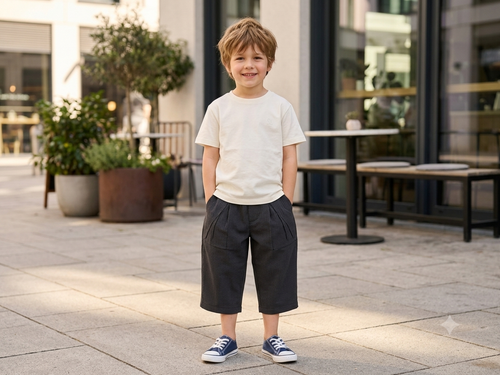 Charcoal Mid-Rise Relaxed Fit Trousers featuring a textured self-design