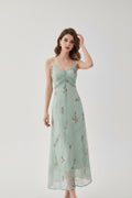 Mint green floral midi slip dress