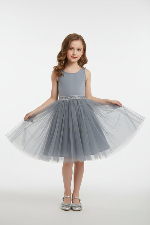 Grey pleated tulle skirt