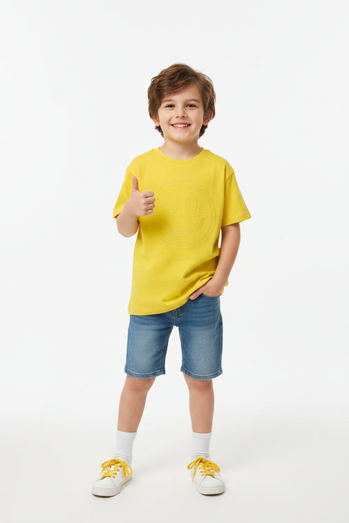 BT Boys 100% Pure Cotton Yellow Smiley U2 Tshirt