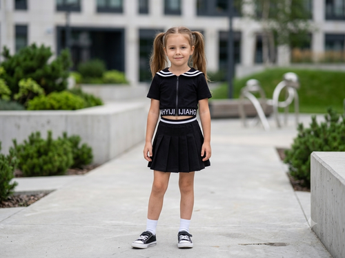 black sailor-style  pleated skirt